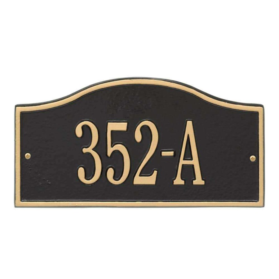 Mailboxes * | Whitehall Products Rolling Hills Rectangular Black/Gold Mini Wall 1-Line Address Plaque