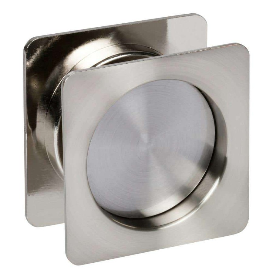 Door Hardware * | Delaney Hardware Contemporary Square Satin Nickel Hall, Closet Sliding Passage Pocket Door Lock