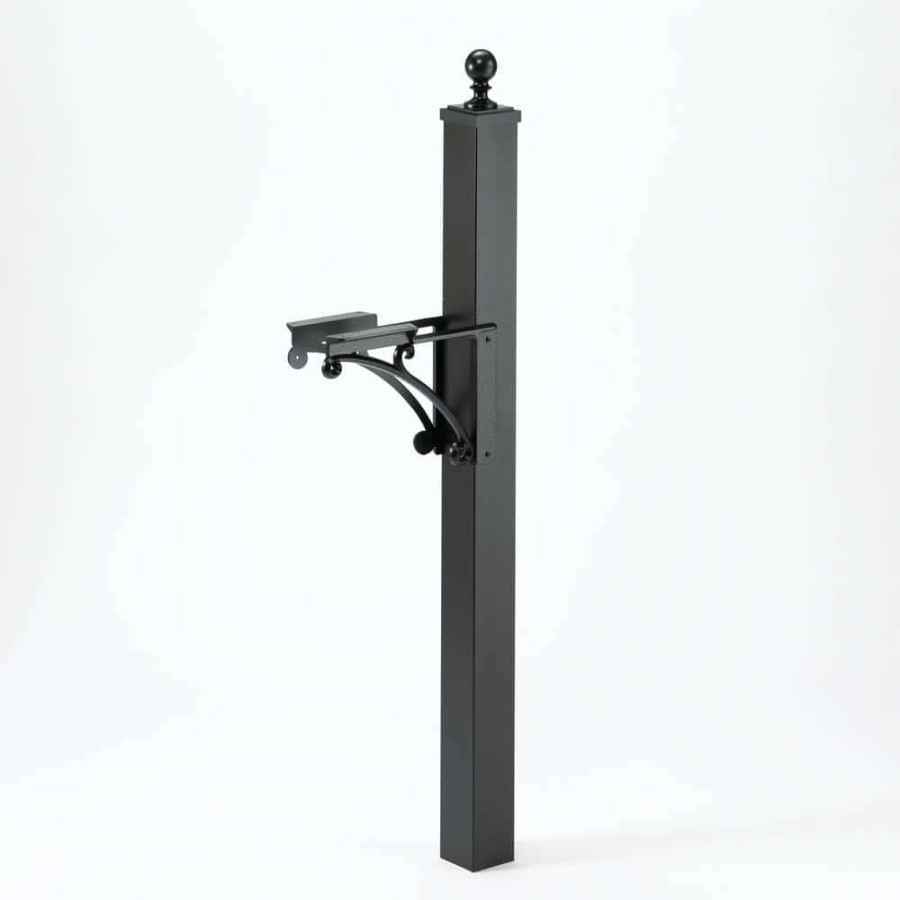 Mailboxes * | Whitehall Products Deluxe Mailbox Post And Brackets In Black