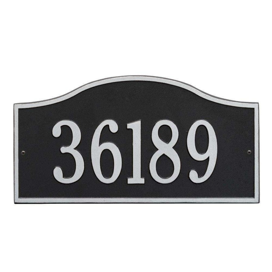 Mailboxes * | Whitehall Products Rolling Hills Rectangular Black/Silver Grande Wall One Line Address Plaque