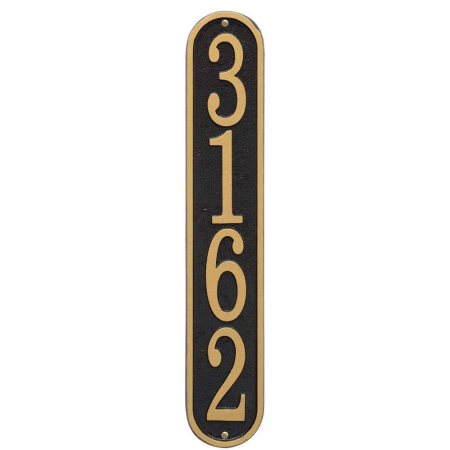 Mailboxes * | Whitehall Products Fast And Easy Vertical House Number Plaque, Black/Gold