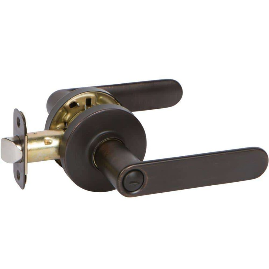 Door Hardware * | Delaney Hardware Vl Series Contemporary Style Tuscany Bronze Straight Bed/Bathroom Door Handle