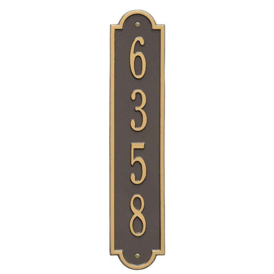 Mailboxes * | Whitehall Products Richmond Standard Rectangular Bronze/Gold Wall 1-Line Vertical Address Plaque