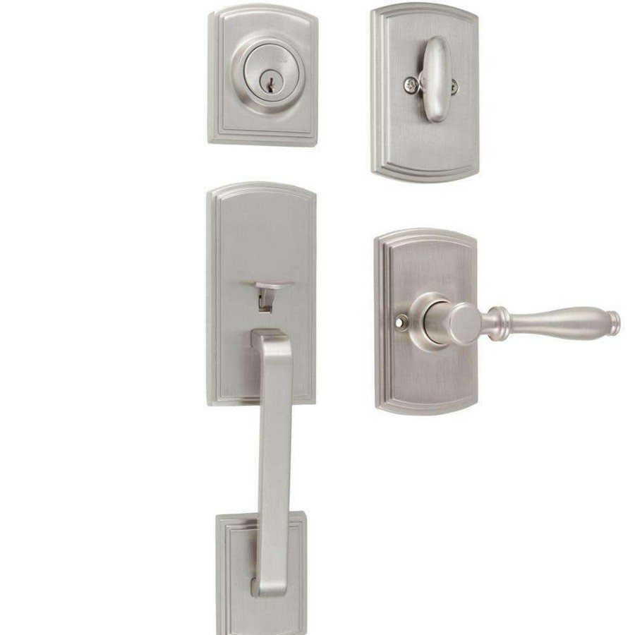 Door Hardware * | Delaney Hardware Italian Collection Visconti Single Cylinder Satin Nickel Door Handleset With Sorado Interior