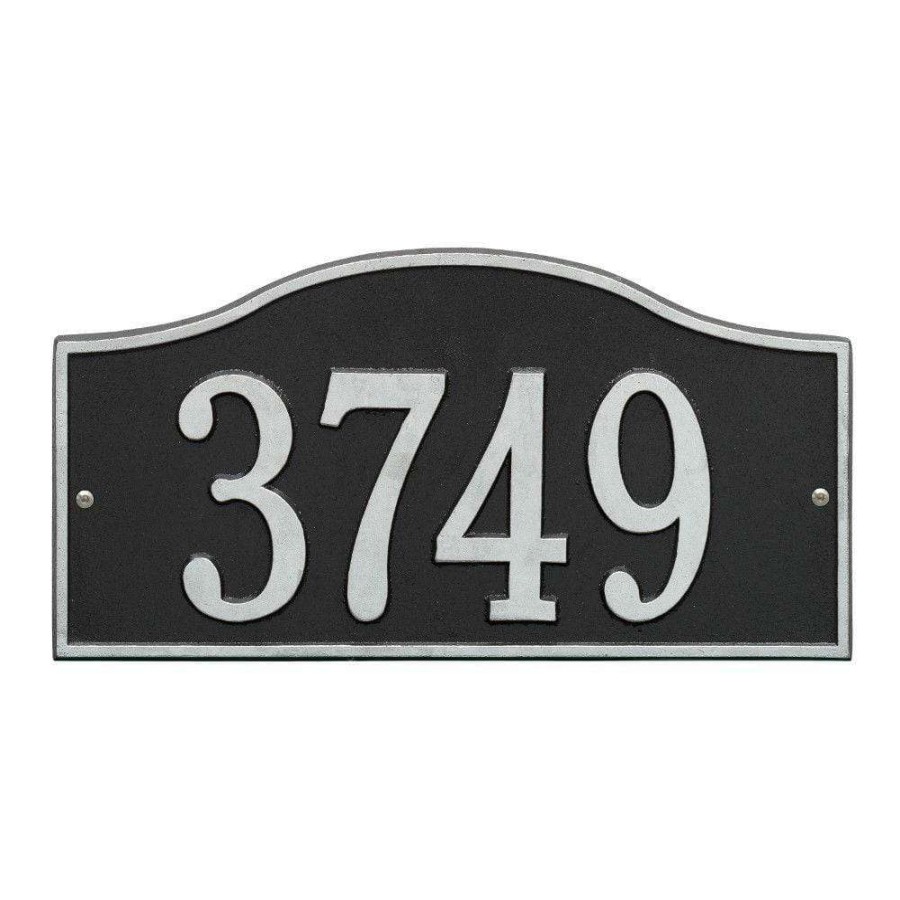 Mailboxes * | Whitehall Products Rolling Hills Rectangular Black/Silver Standard Wall One Line Address Plaque