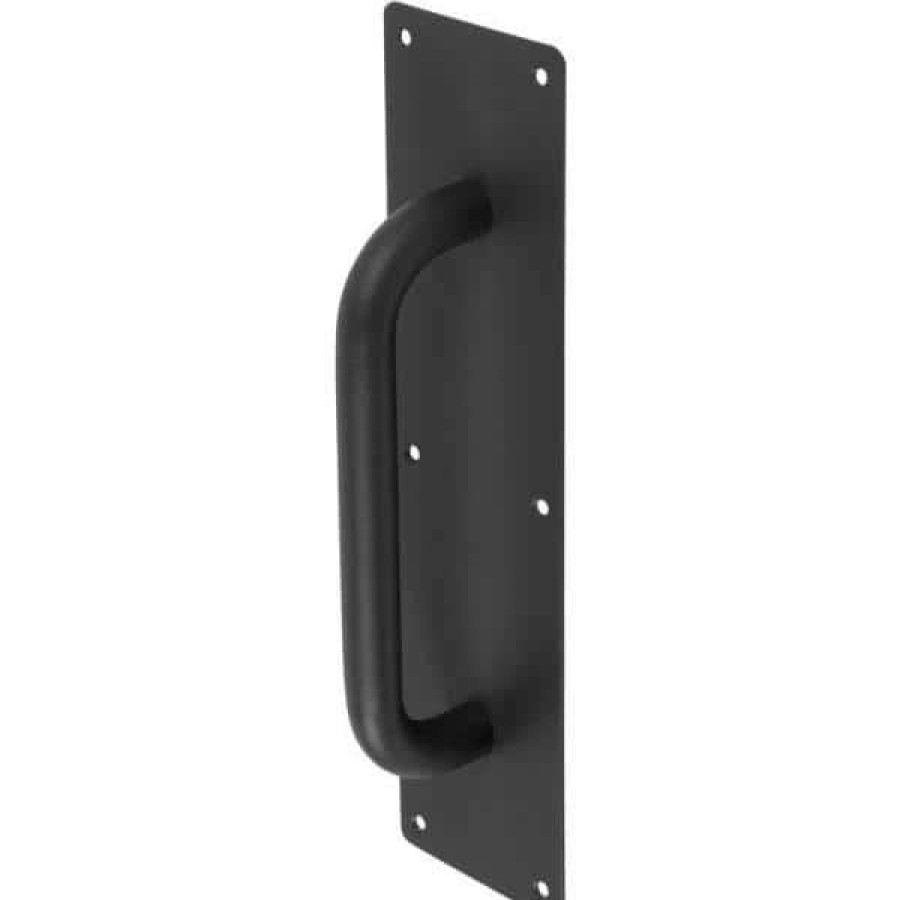 Door Hardware * | Delaney Hardware 11-3/4 In. Black Barn Door Hardware Round Handle With Plate