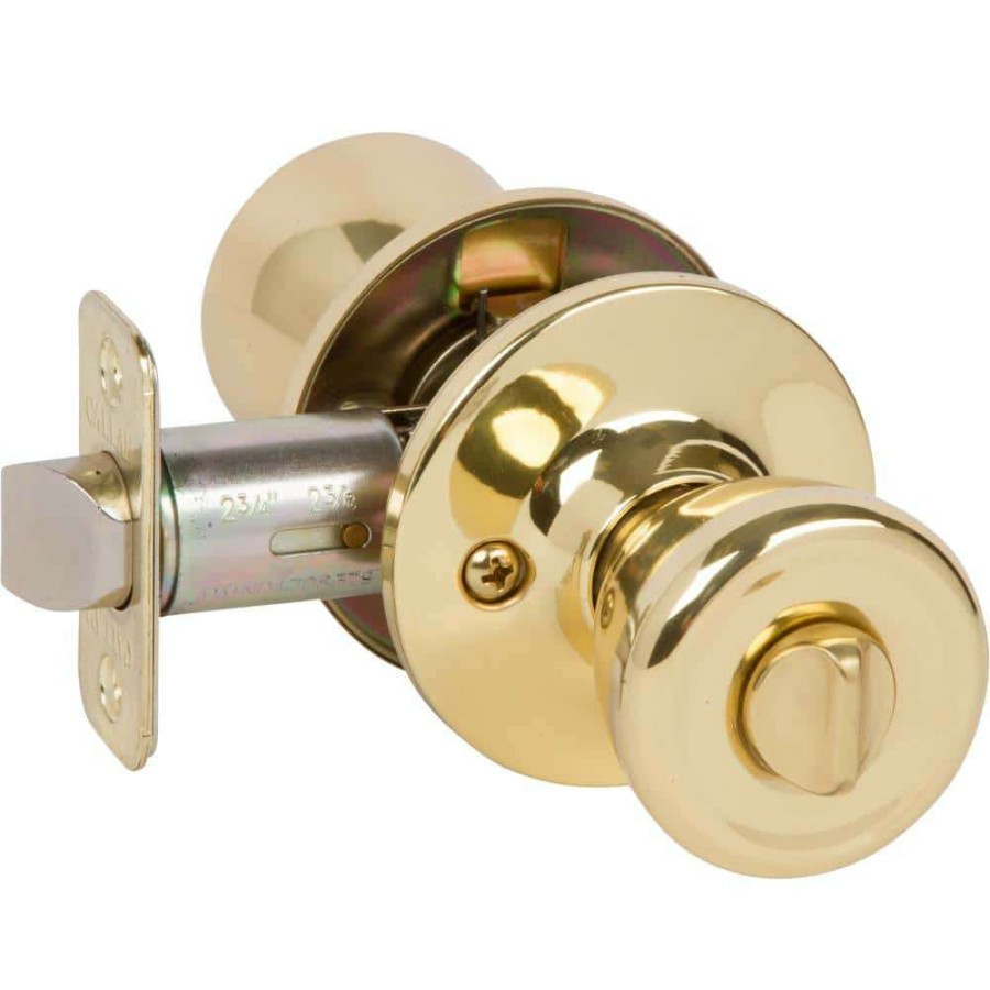 Door Hardware * | Delaney Hardware Brayden Classic Style Polished Brass Tulip Shaped Bed/Bath Door Knob