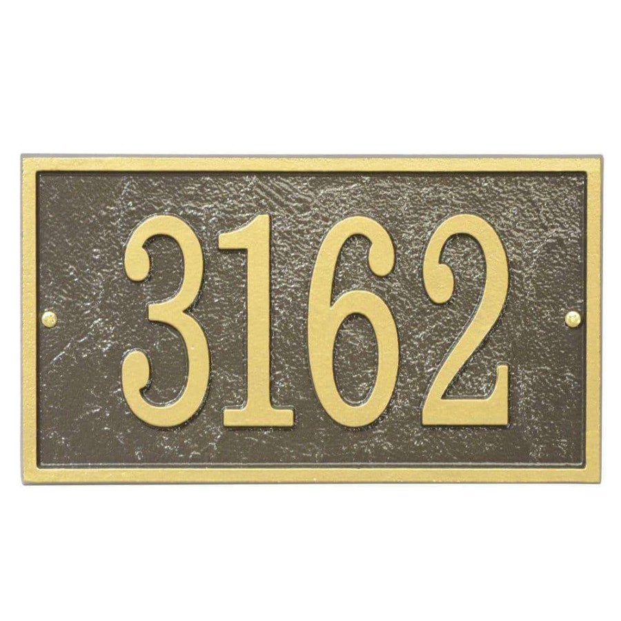 Mailboxes * | Whitehall Products Fast And Easy Rectangle House Number Plaque, Bronze/Gold