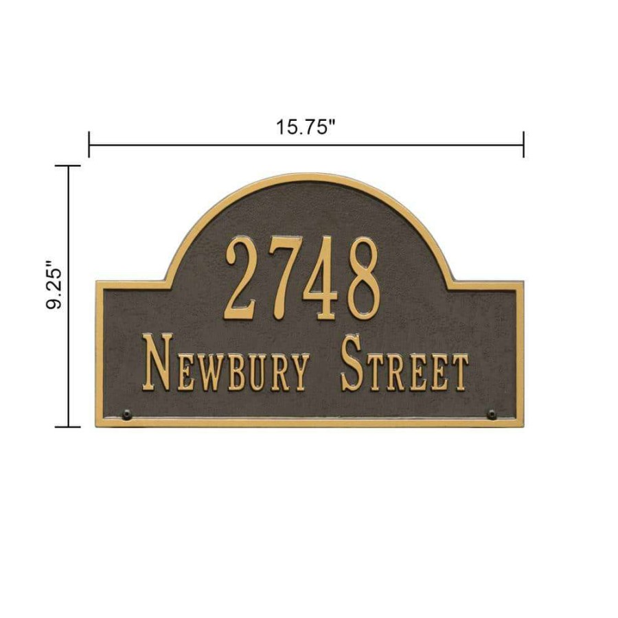 Mailboxes * | Whitehall Products Arch Marker Standard Bronze/Gold Lawn 2-Line Address Plaque