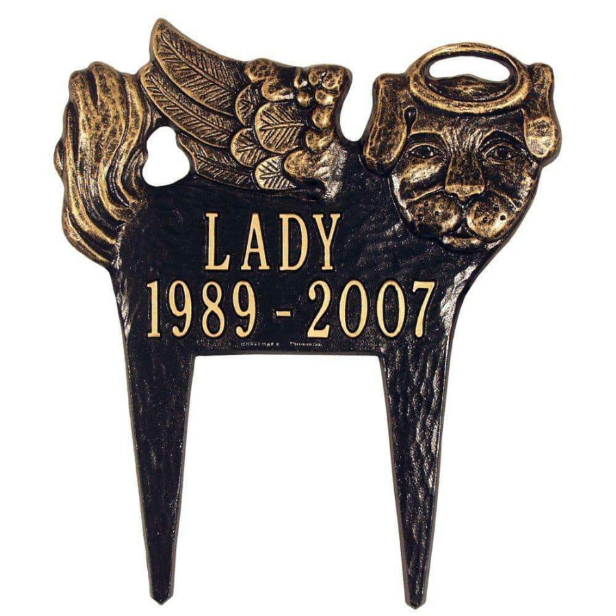 Signage * | Whitehall Products Black/Gold Angel-Dog Pet Memorial