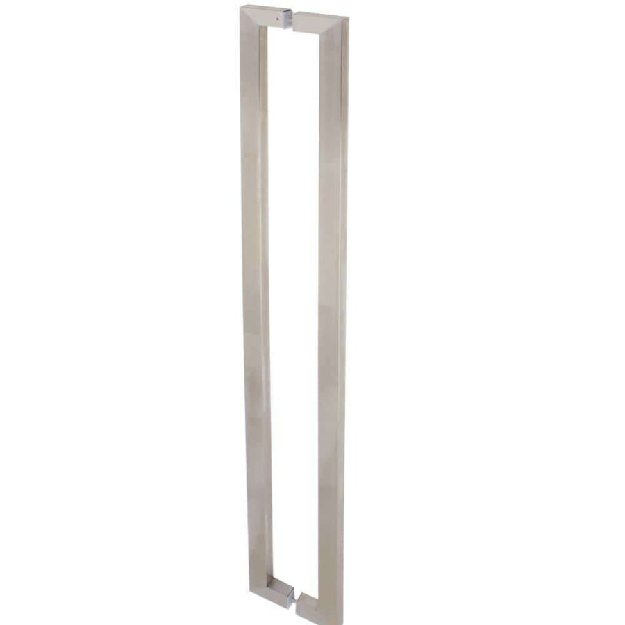 Door Hardware * | Delaney Hardware 5 Ft. Brushed Steel Barn Door Hardware Double Sided Square Pull Handle