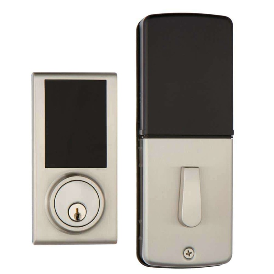 Smart Devices * | Delaney Hardware Satin Nickel Touchscreen Zwave Smartlock Single Cylinder Deadbolt