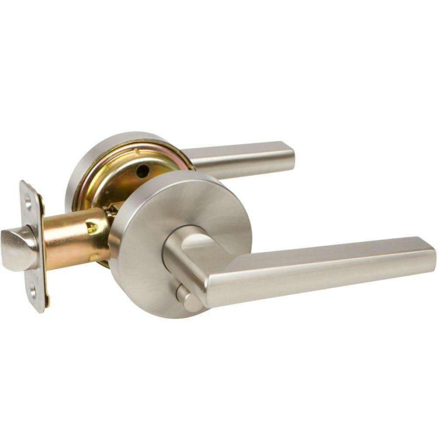 Door Hardware * | Delaney Hardware Contemporary Collection Vida Satin Nickel Bed/Bath Door Handle