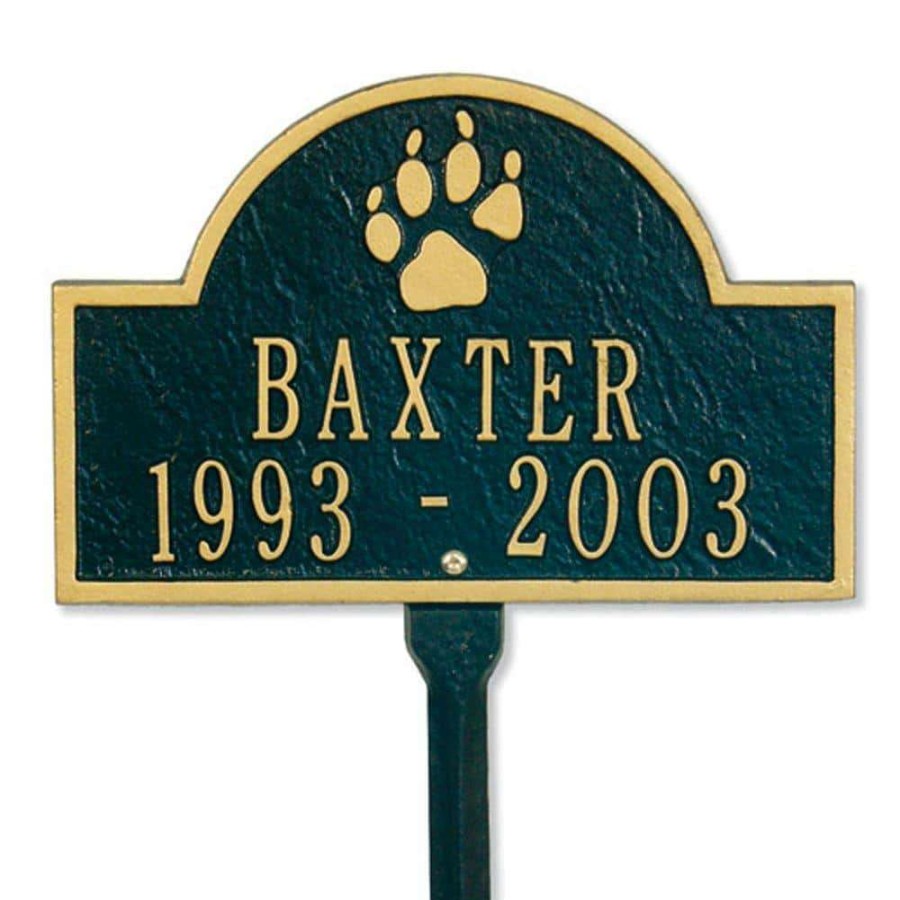 Signage * | Whitehall Products Pet Paw Mini Arch Black/Gold Two Line Lawn Marker