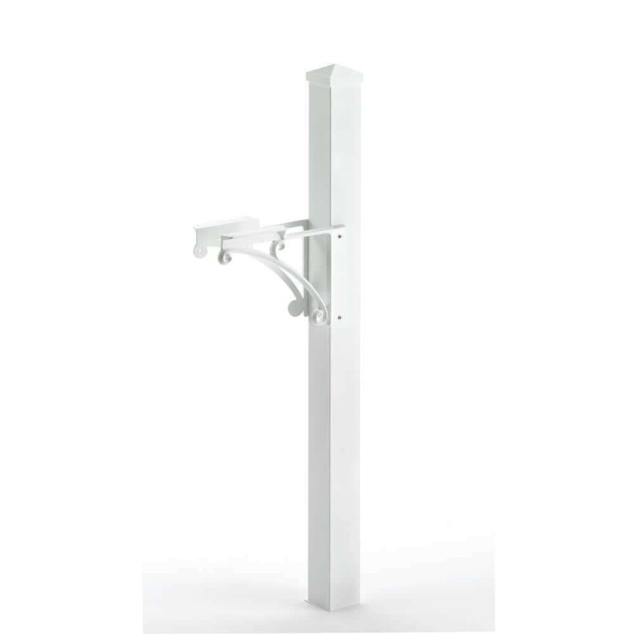 Mailboxes * | Whitehall Products Superior Post And Brackets With Cap In White