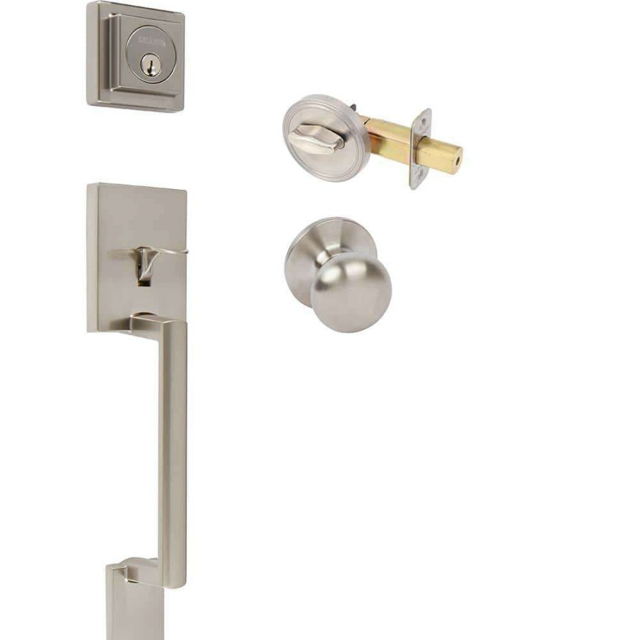 Door Hardware * | Delaney Hardware Avino Satin Nickel Single Cylinder Deadbolt Entry Door Handleset