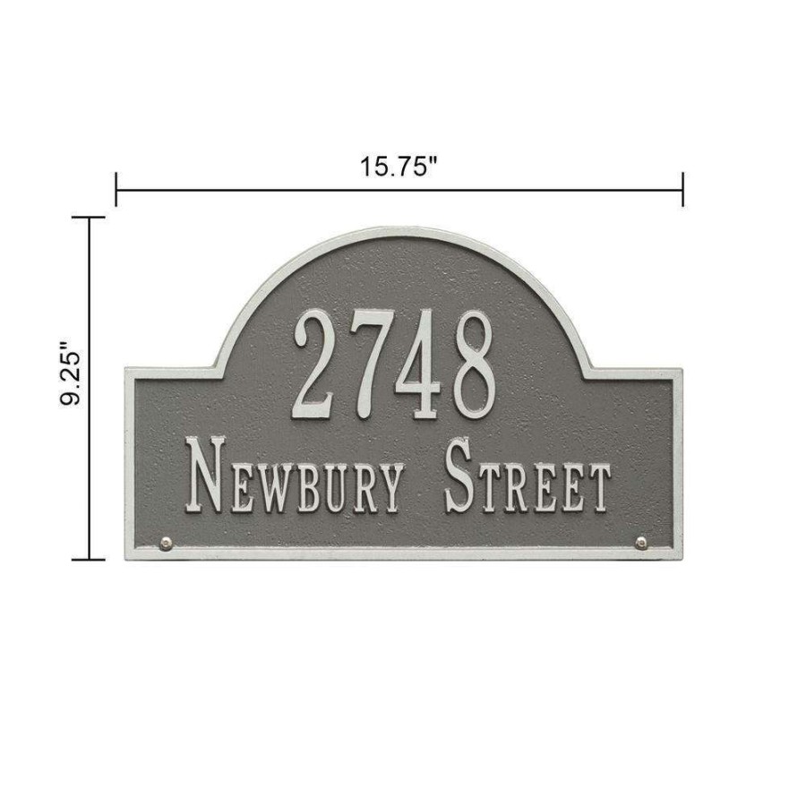 Mailboxes * | Whitehall Products Arch Marker Standard Pewter/Silver Lawn 2-Line Address Plaque