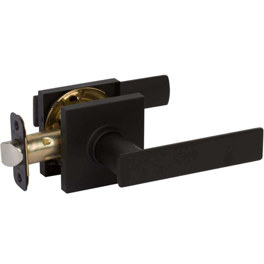 Door Hardware * | Delaney Hardware Hk Series Black Passage Contemporary Style Straight Hall/Closet Door Lever