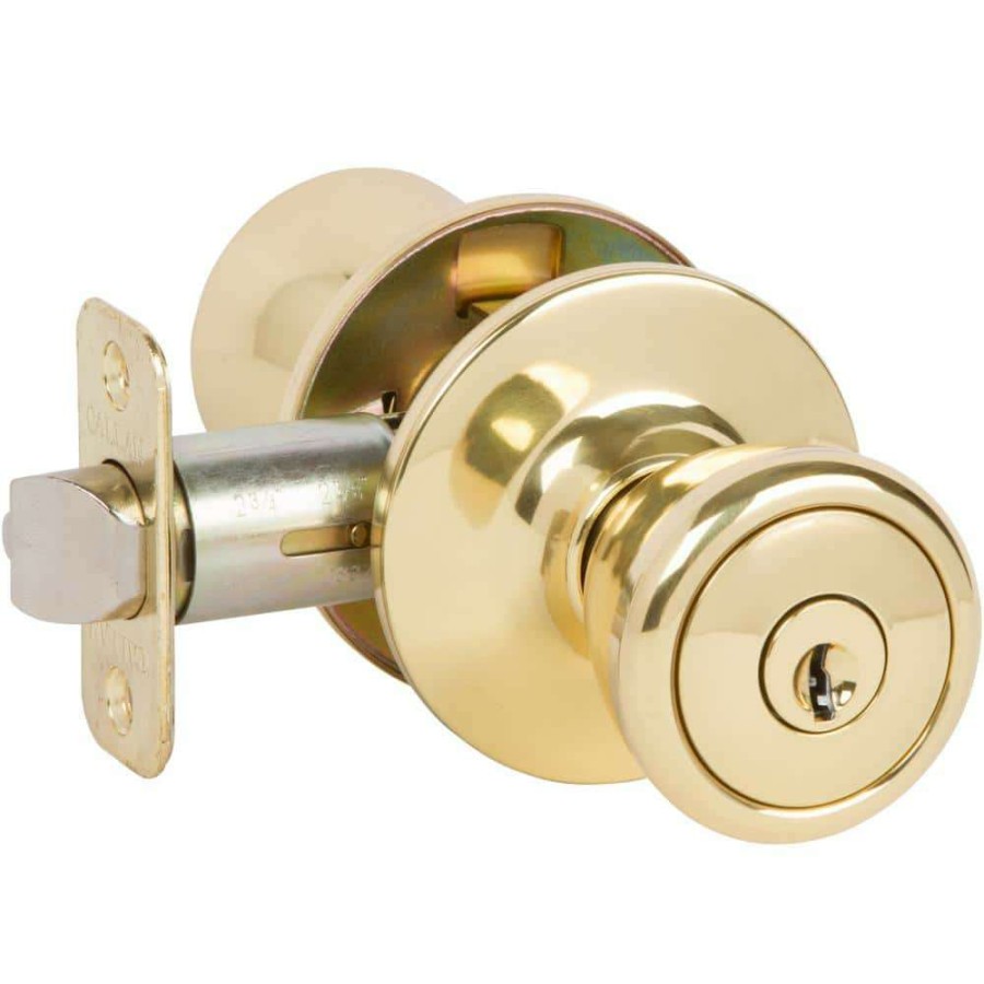 Door Hardware * | Delaney Hardware Brayden Classic Style Polished Brass Tulip Entry Door Knob