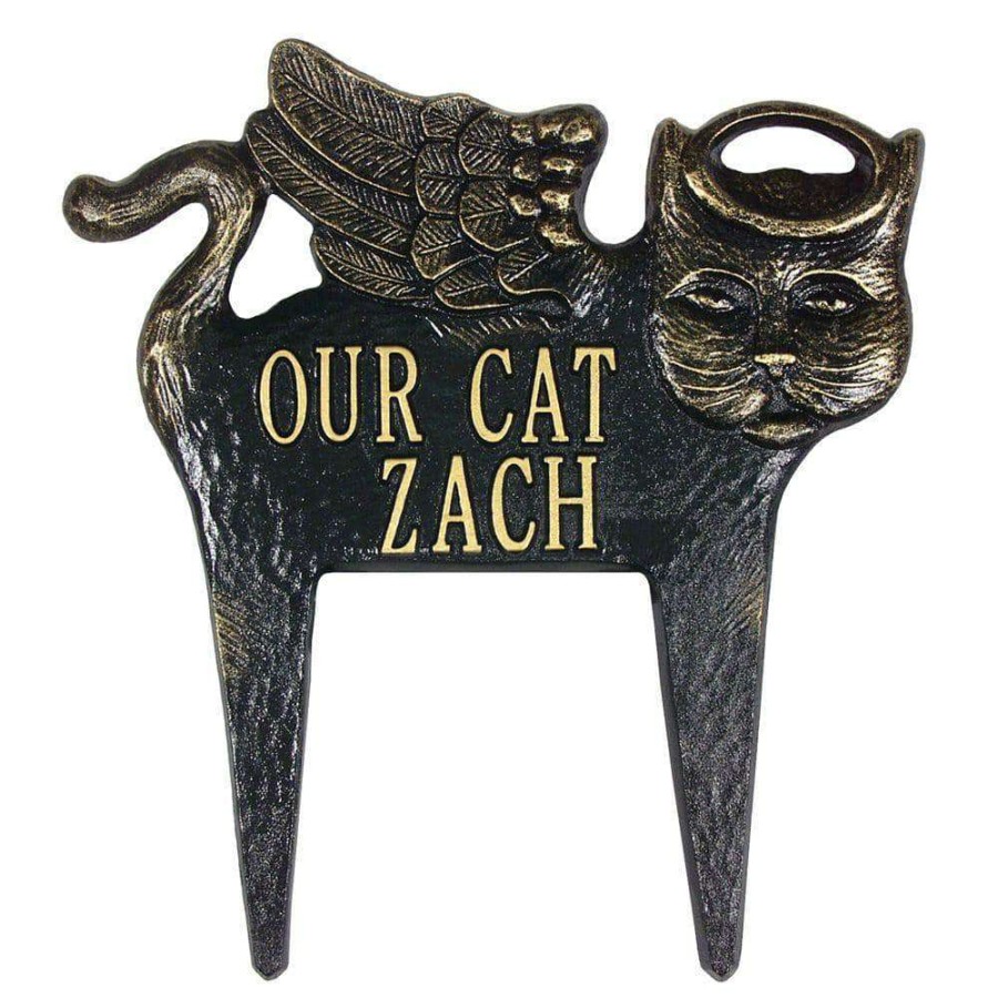 Signage * | Whitehall Products Black/Gold Angel-Cat Pet Memorial