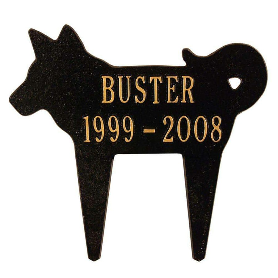 Signage * | Whitehall Products Black/Gold Two Line Lawn Silhouette Dog Marker