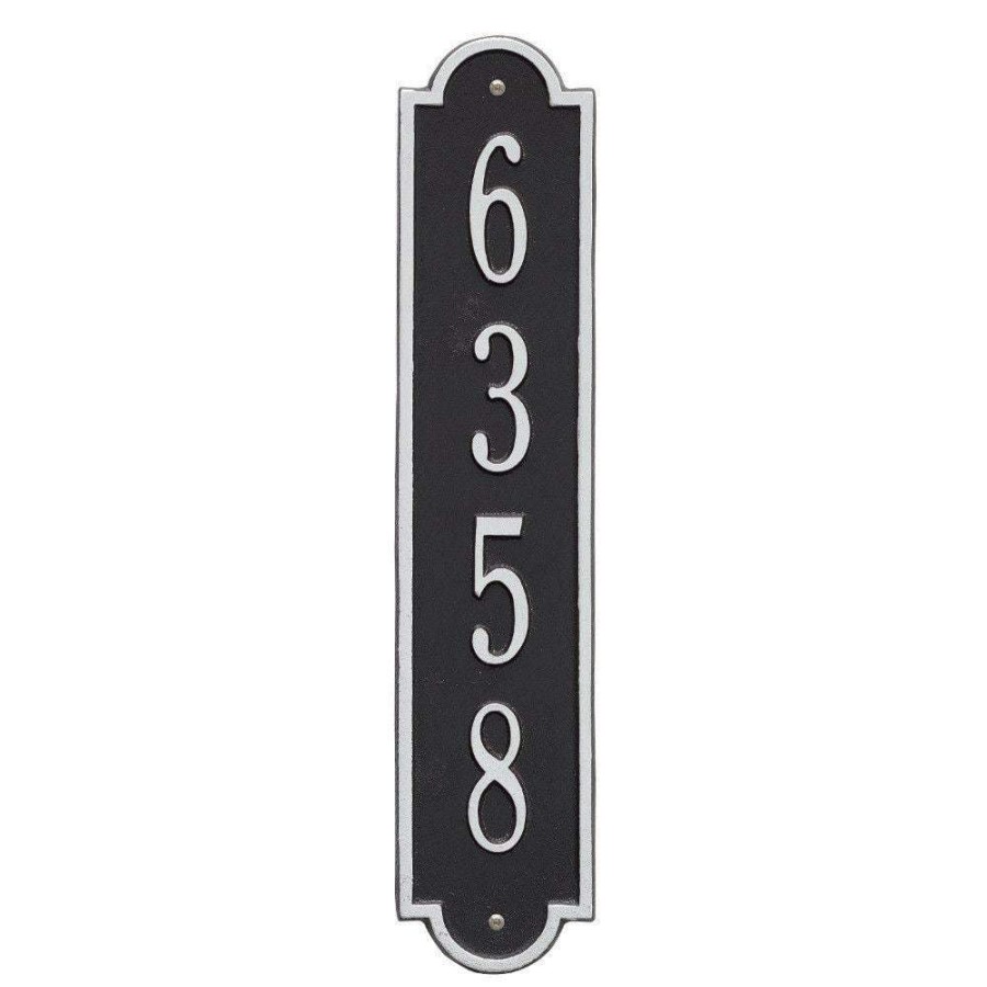 Mailboxes * | Whitehall Products Richmond Standard Rectangular Black/Silver Wall 1-Line Vertical Address Plaque