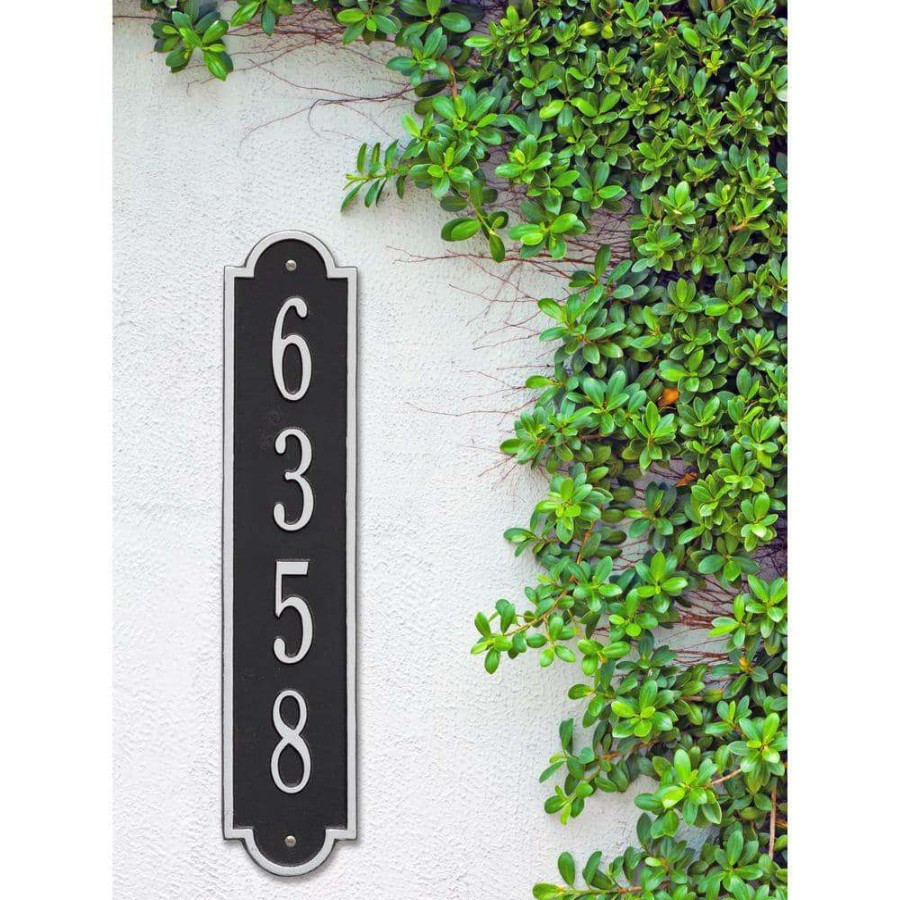 Mailboxes * | Whitehall Products Richmond Standard Rectangular Black/Silver Wall 1-Line Vertical Address Plaque