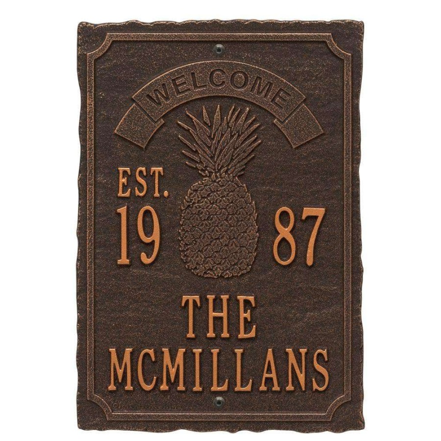 Mailboxes * | Whitehall Products Antebellum Welcome Rectangular Standard Wall 3-Line Anniversary Personalized Plaque In Oil-Rubbed Bronze