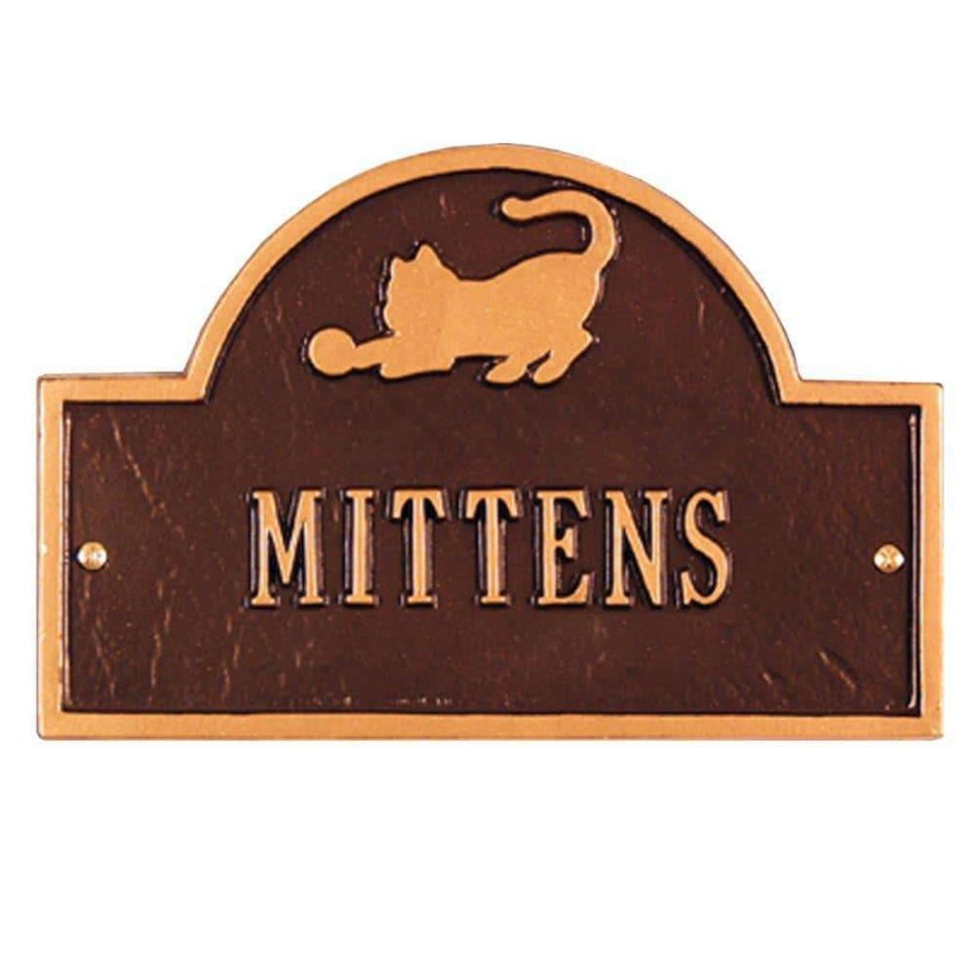 Signage * | Whitehall Products Pet Cat Mini Arch Antique Copper One Line Wall Marker