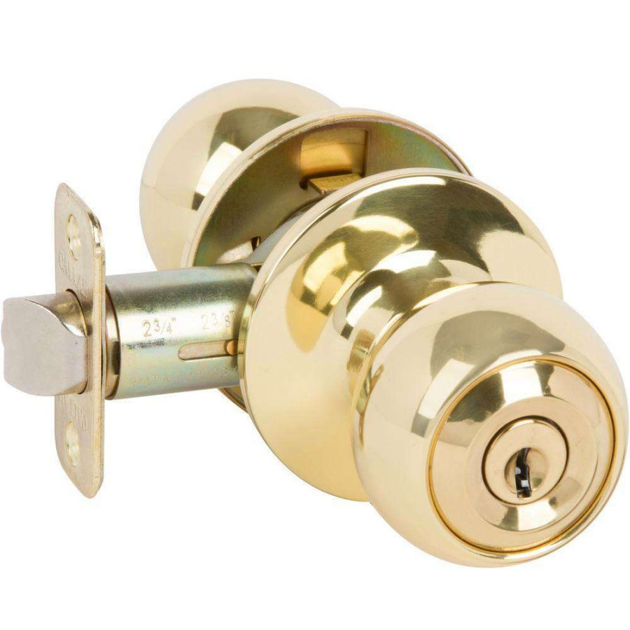 Door Hardware * | Delaney Hardware Fairfield Classic Style Polished Brass Round Shape Entry Door Knob And Single Cylinder Deadbolt Combo Pack Keyed Alike