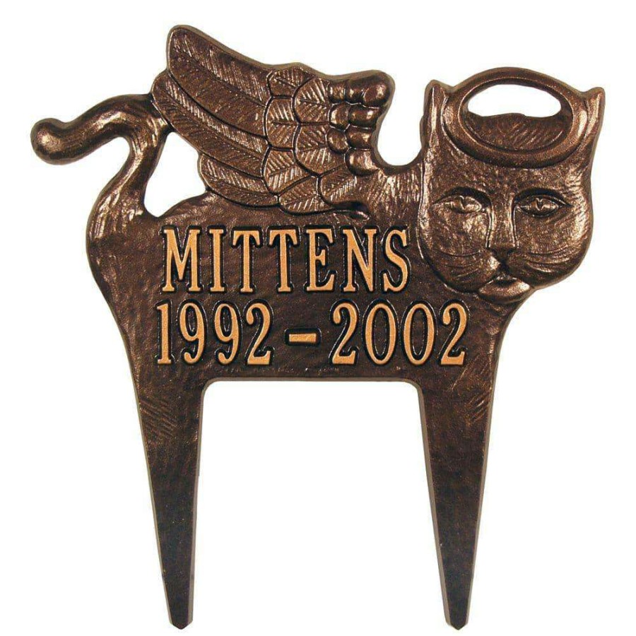 Signage * | Whitehall Products Antique Copper Angel-Cat Pet Memorial