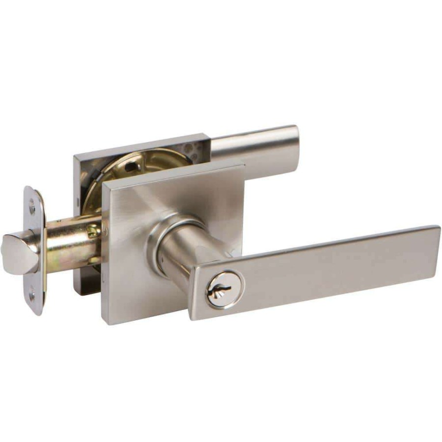 Door Hardware * | Delaney Hardware Hk Series Contemporary Style Satin Nickel Straight Entry Door Handle