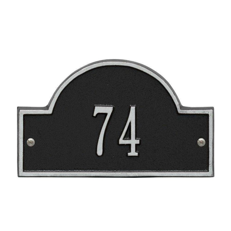 Mailboxes * | Whitehall Products Arch Marker Petite Black/Silver Wall 1-Line Address Plaque