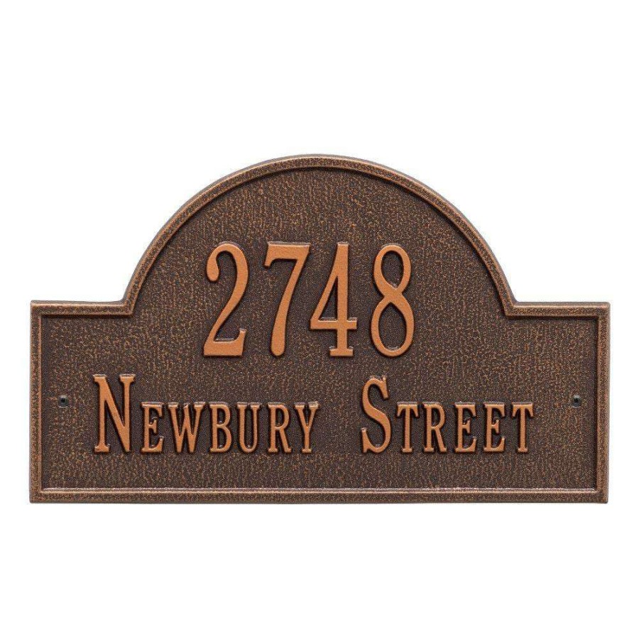 Mailboxes * | Whitehall Products Arch Marker Standard Antique Copper Wall 2-Line Address Plaque