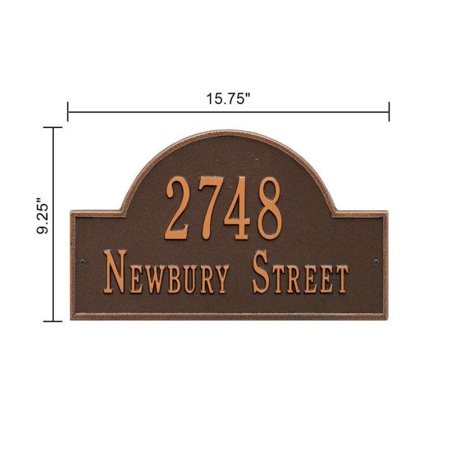 Mailboxes * | Whitehall Products Arch Marker Standard Antique Copper Wall 2-Line Address Plaque