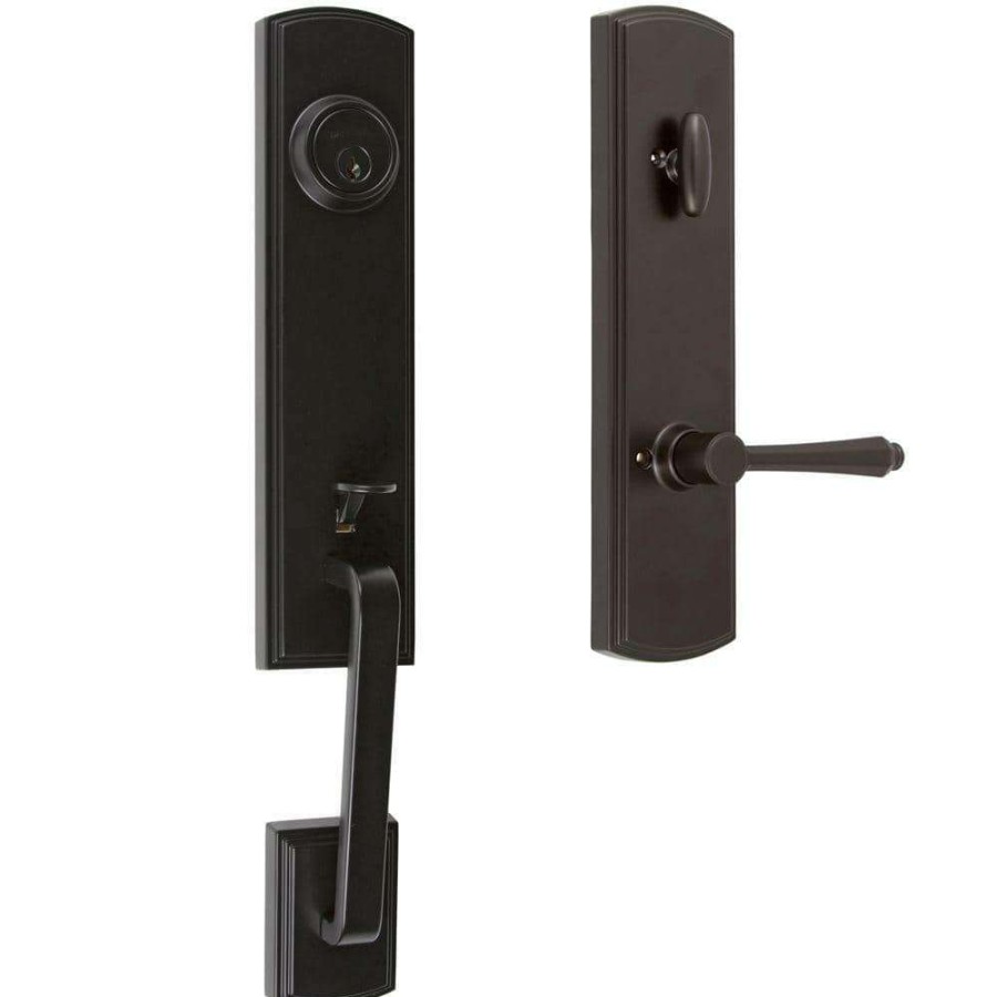 Door Hardware * | Delaney Hardware Italian Collection Briona Single Cylinder Black Door Handleset With Florini Interior Left-Hand