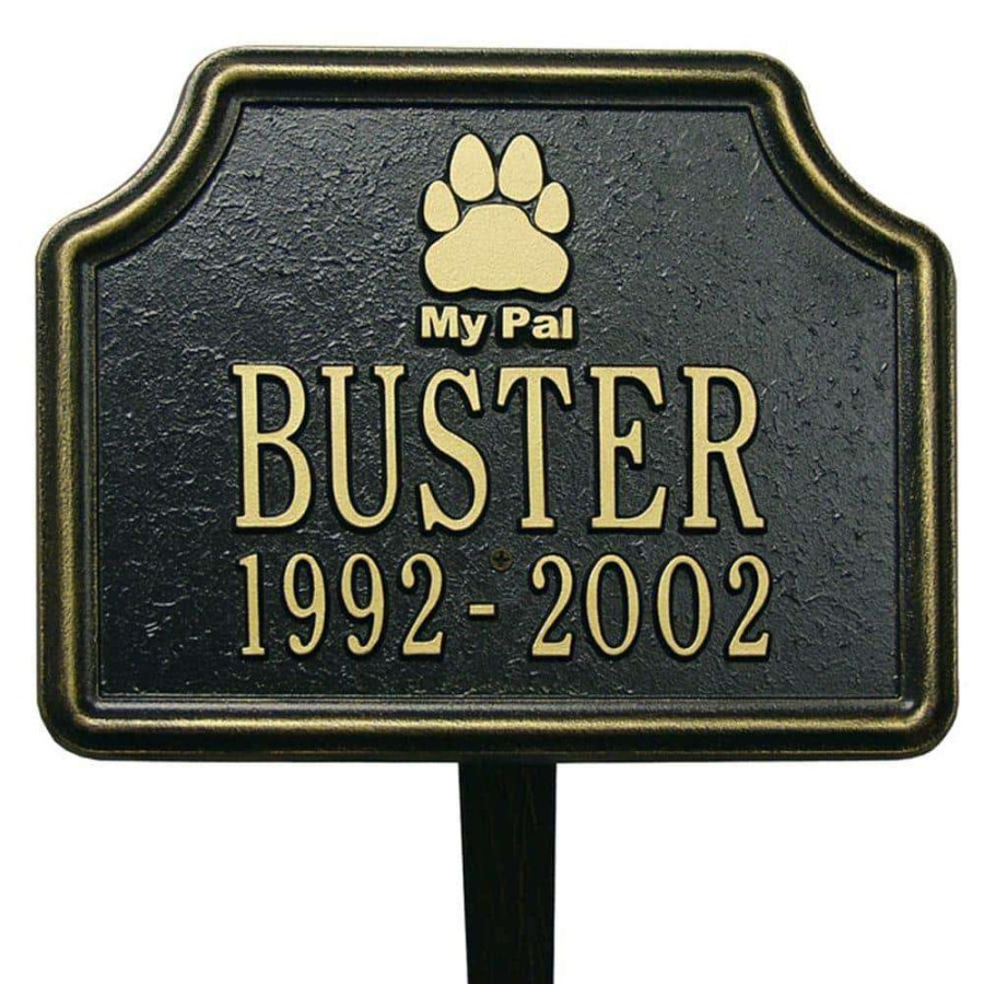 Signage * | Whitehall Products Black/Gold My Pal Dog Paw Two Line Lawn Marker