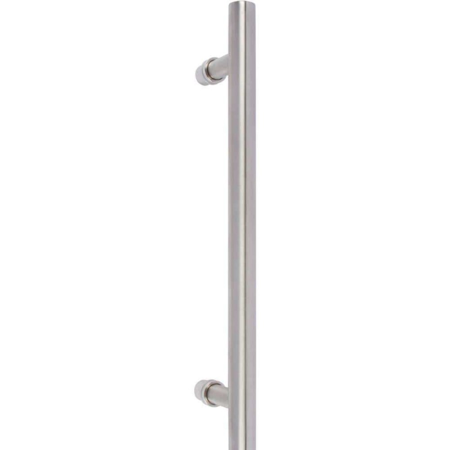 Door Hardware * | Delaney Hardware 15-3/4 In. Brushed Steel Barn Door Hardware Round Pull Handle