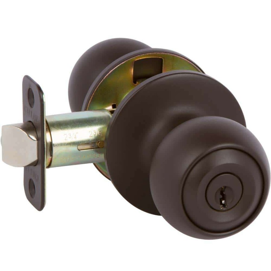 Door Hardware * | Delaney Hardware Fairfield Classic Style Oil Rubbed Bronze Round Shape Entry Door Knob And Single Cylinder Deadbolt Keyed Alike