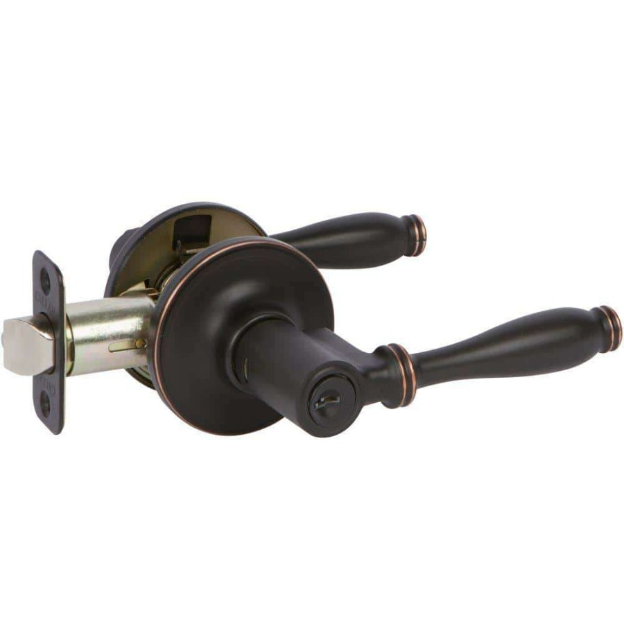 Door Hardware * | Delaney Hardware Callan Silona Edged Oil Rubbed Bronze Keyed Entry Door Handle