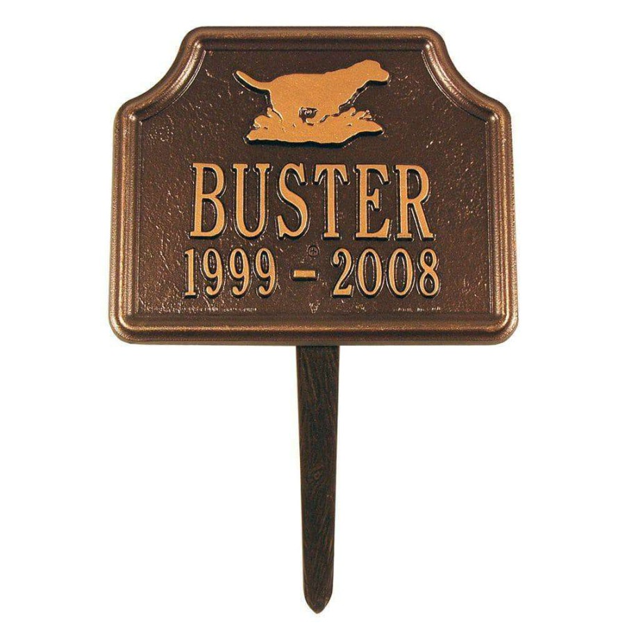 Signage * | Whitehall Products Retriever Antique Copper Two Line Lawn Memorial Plaque