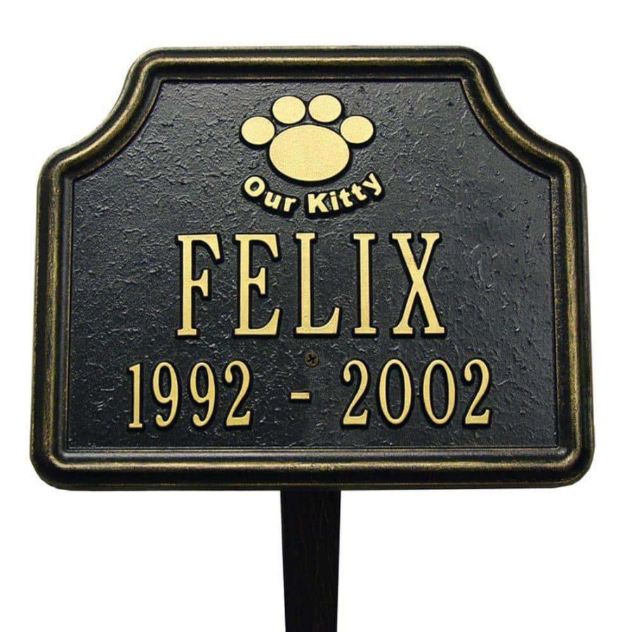 Signage * | Whitehall Products Black/Gold Our Kitty Cat Paw Two Line Lawn Marker