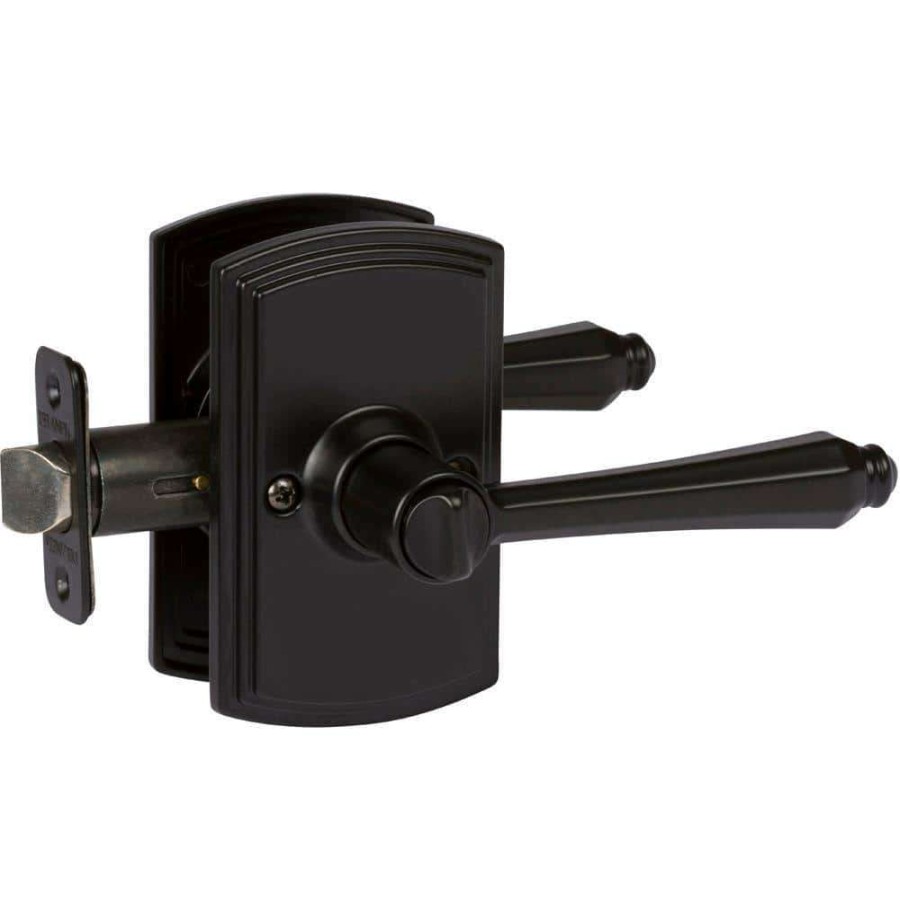 Door Hardware * | Delaney Hardware Italian Collection Florini Black Bed/Bath Door Handle