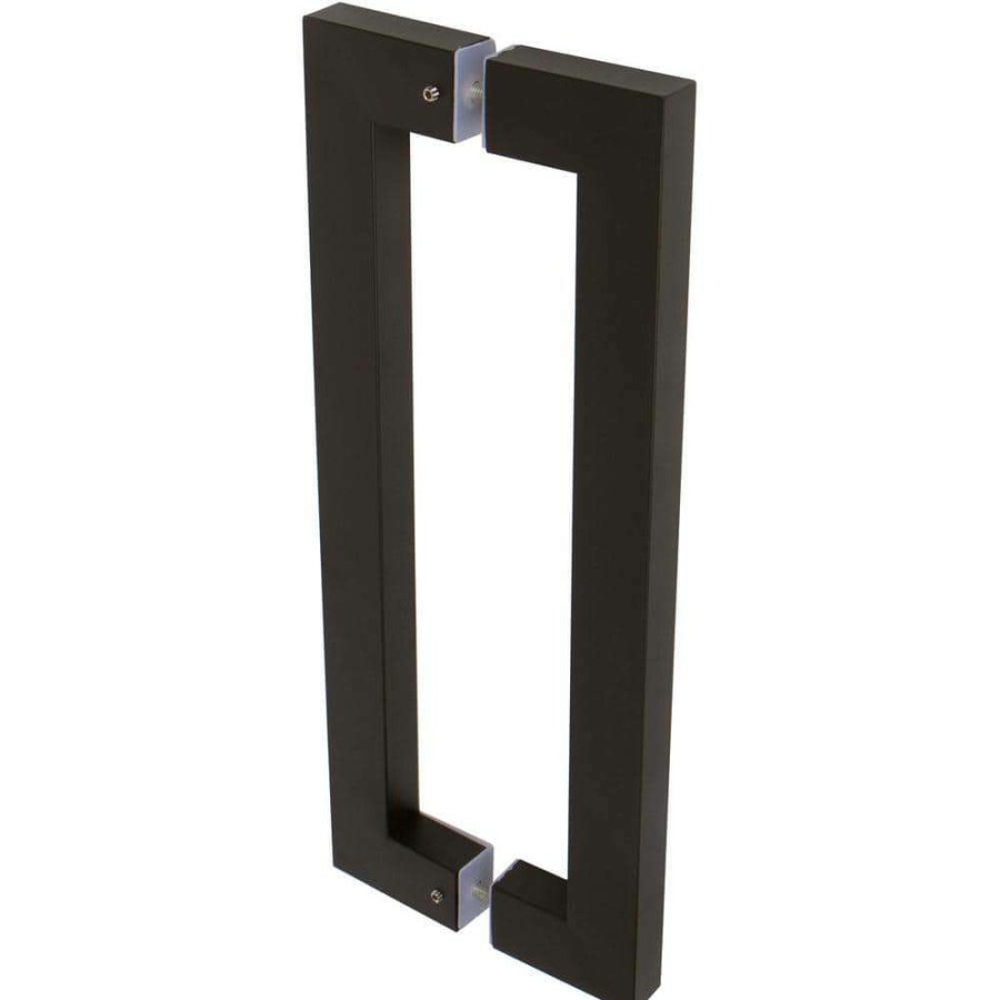 Door Hardware * | Delaney Hardware 17 In. Black Barn Door Hardware Double Sided Square Pull Handle