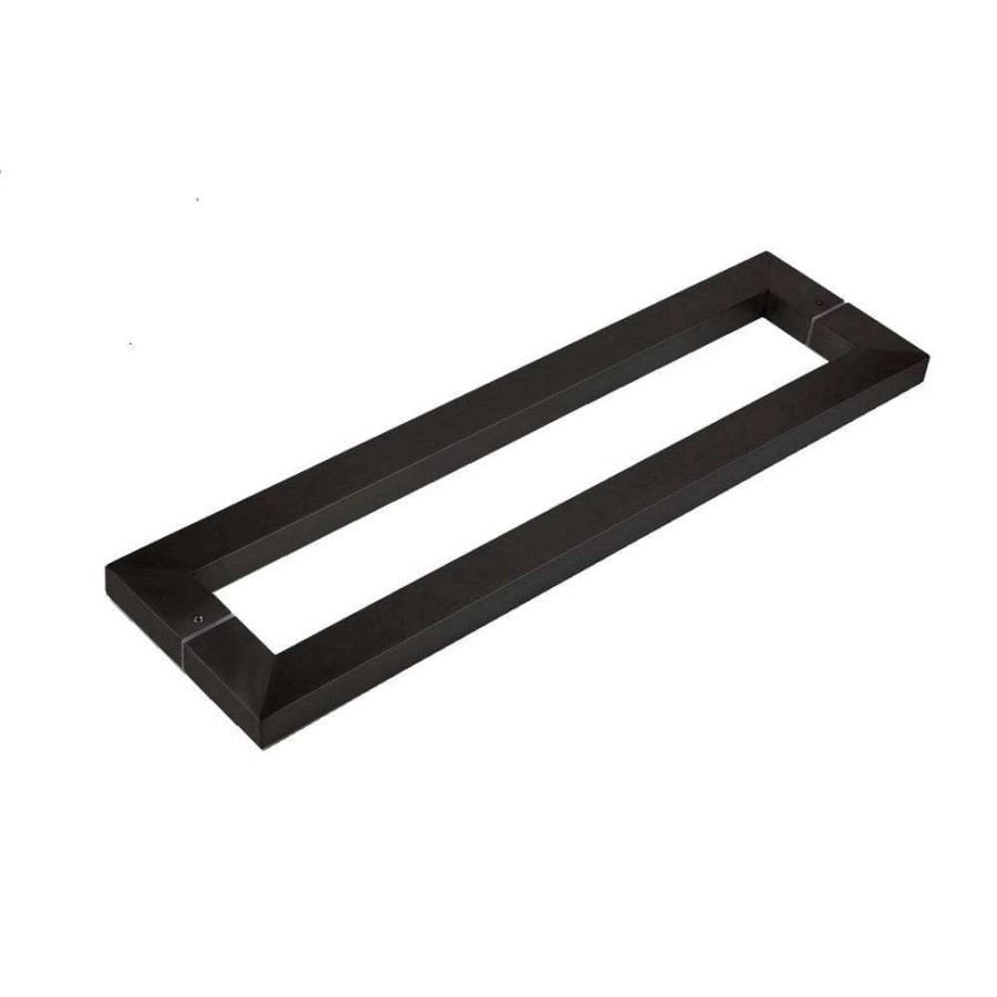 Door Hardware * | Delaney Hardware 17 In. Black Barn Door Hardware Double Sided Square Pull Handle