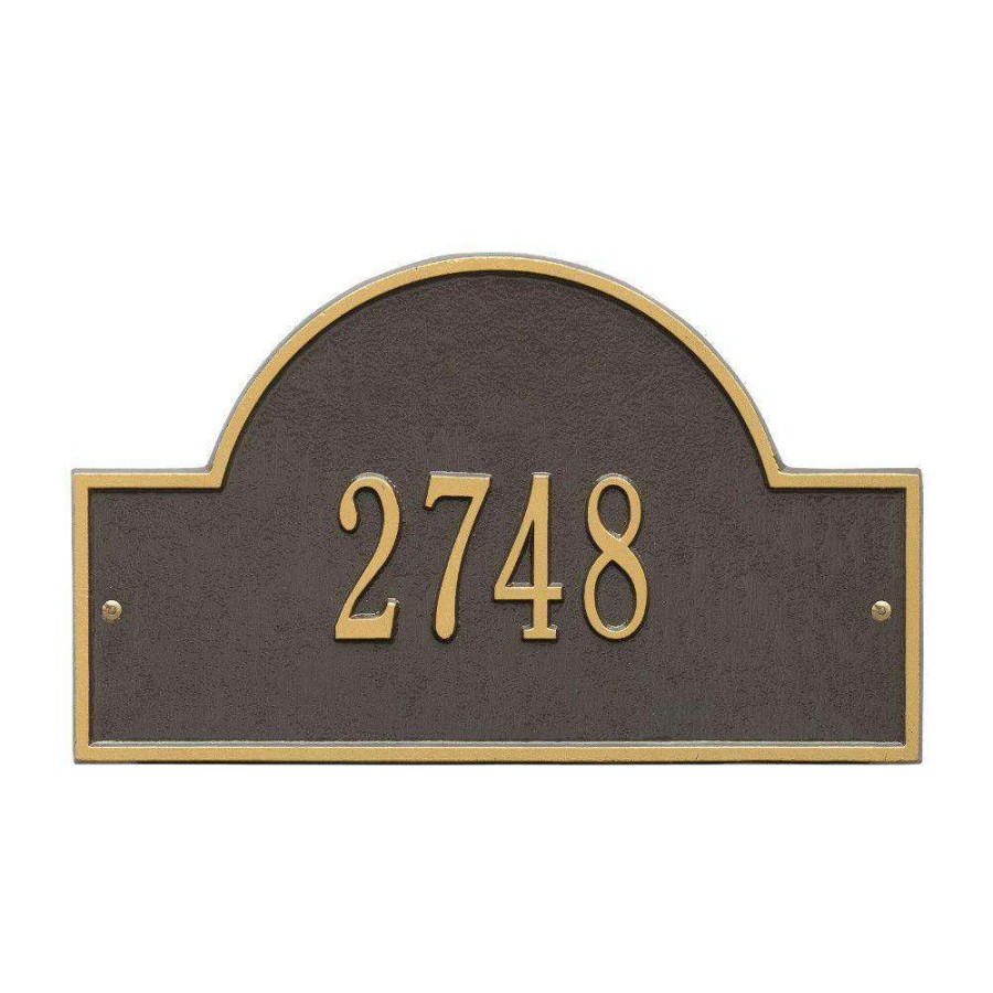 Mailboxes * | Whitehall Products Arch Marker Standard Bronze/Gold Wall 1-Line Address Plaque