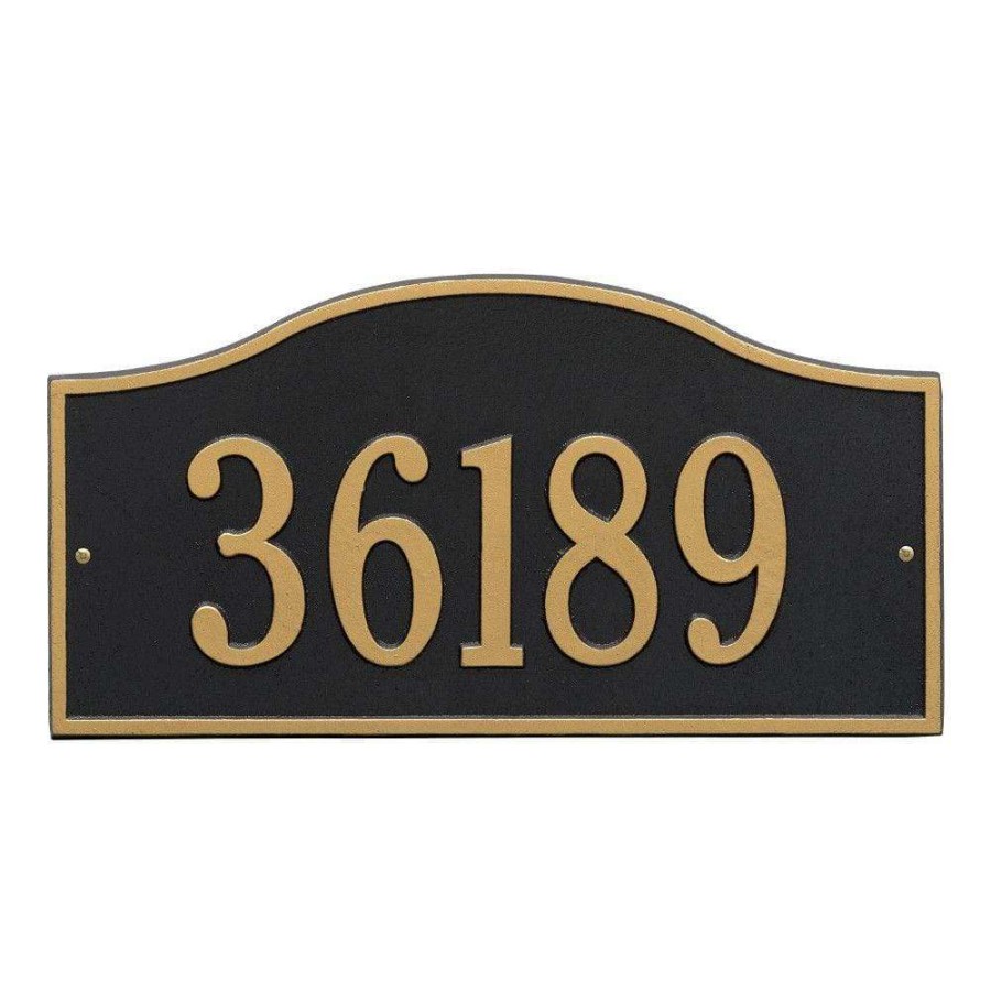 Mailboxes * | Whitehall Products Rolling Hills Rectangular Black/Gold Grande Wall One Line Address Plaque