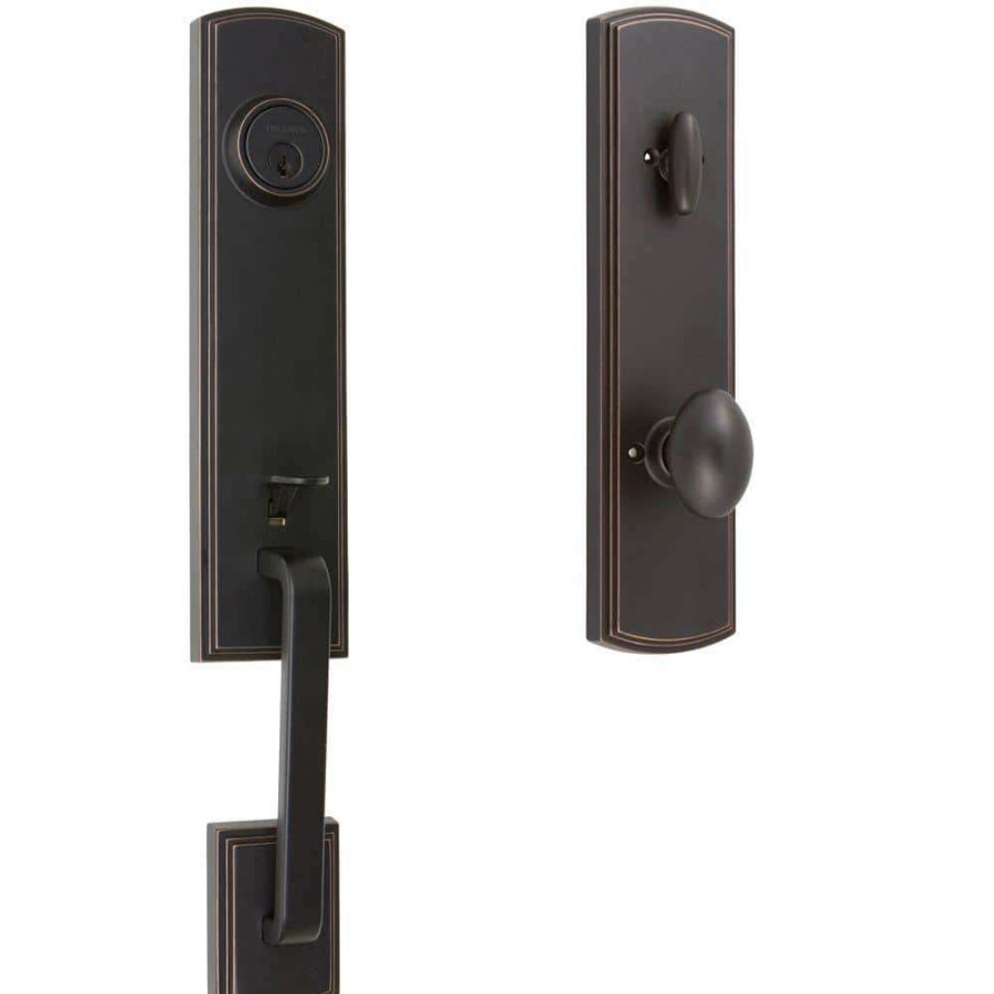 Door Hardware * | Delaney Hardware Italian Collection Briona Single Cylinder Edged Bronze Door Handleset With Canova Interior Right-Hand