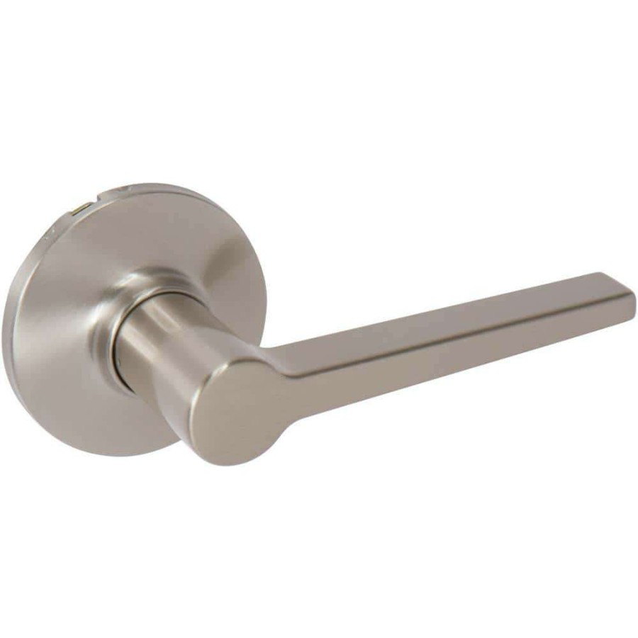 Door Hardware * | Delaney Hardware Tulina Contemporary Style Satin Nickel Straight Rectangle Single Dummy Door Lever