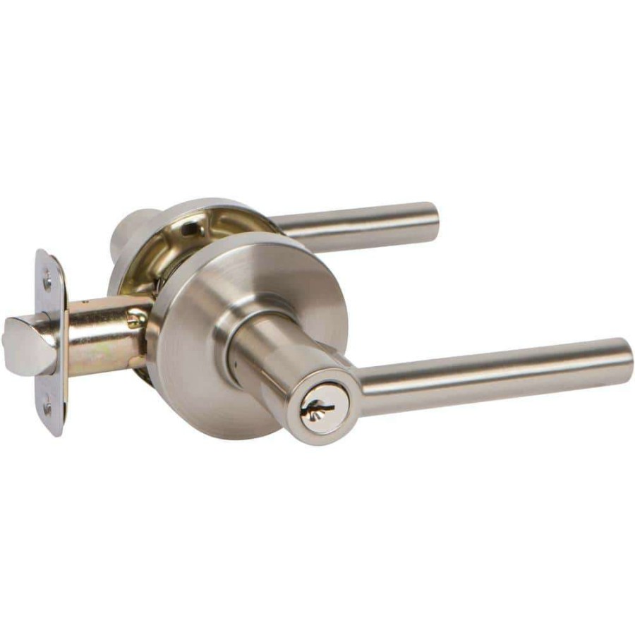 Door Hardware * | Delaney Hardware Rd Series Contemporary Style Satin Nickel Straight Entry Door Handle